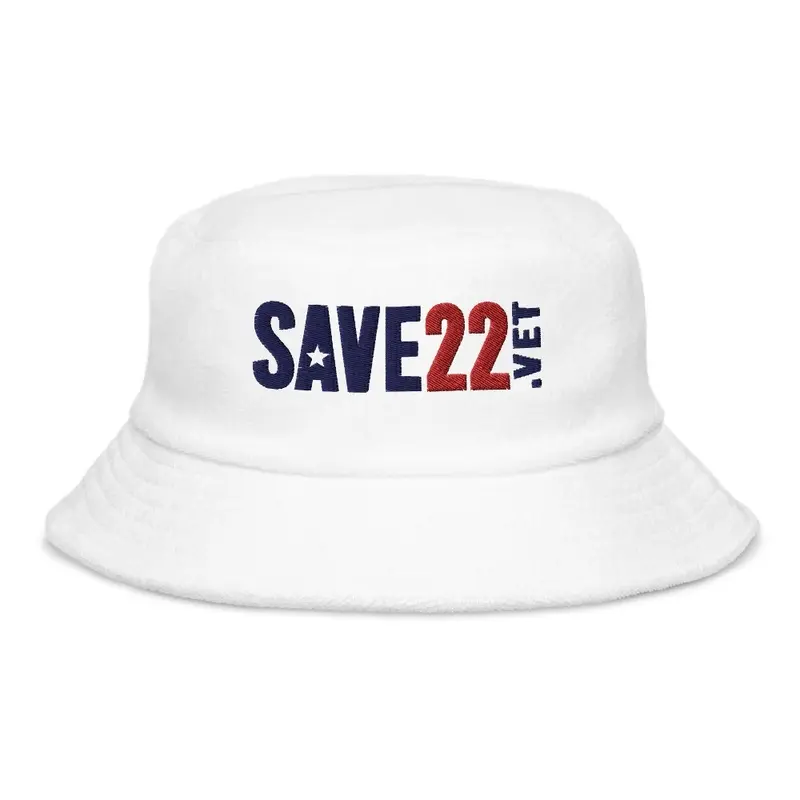 SAVE22 Blue and Red on White Bucket