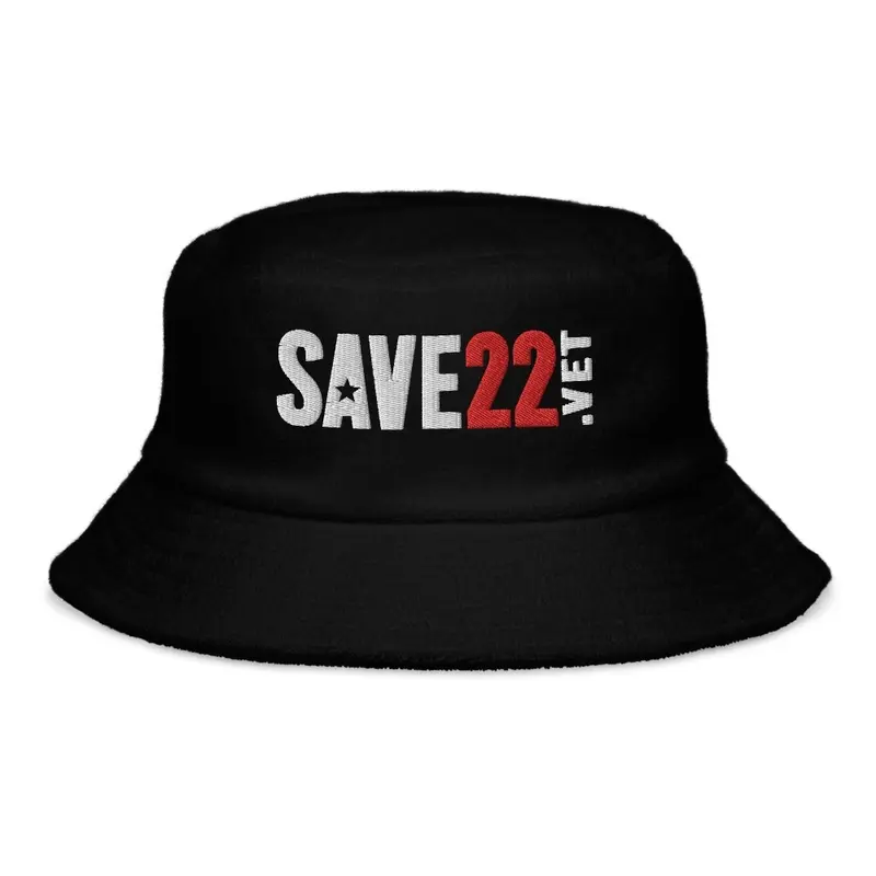 SAVE22 White and Red on Black Bucket