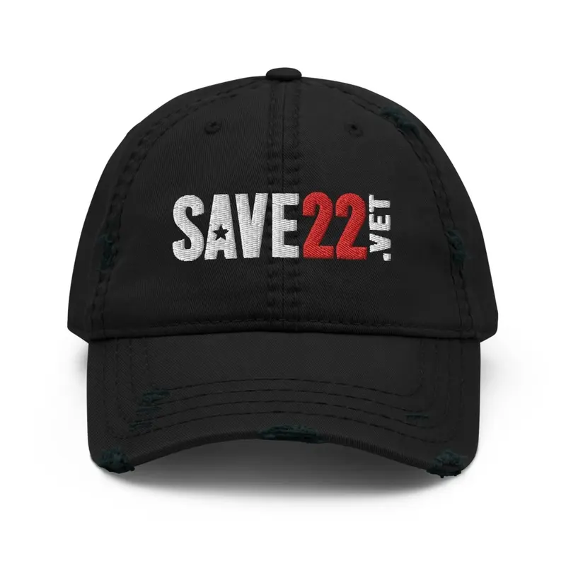 SAVE22 White and Red on Black Distressed